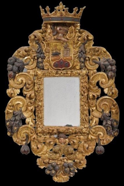 Grand Miroir De Château ,baroque 17ème ( 210 Cm ).-photo-1