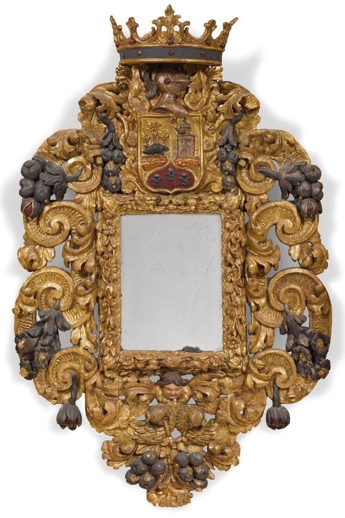 Grand Miroir De Château ,baroque 17ème ( 210 Cm ).-photo-3