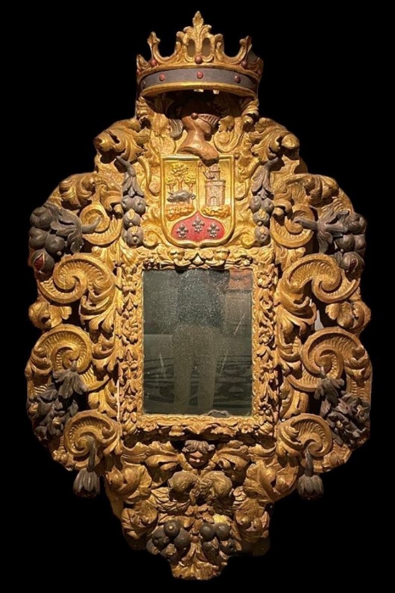 Grand Miroir De Château ,baroque 17ème ( 210 Cm ).-photo-8