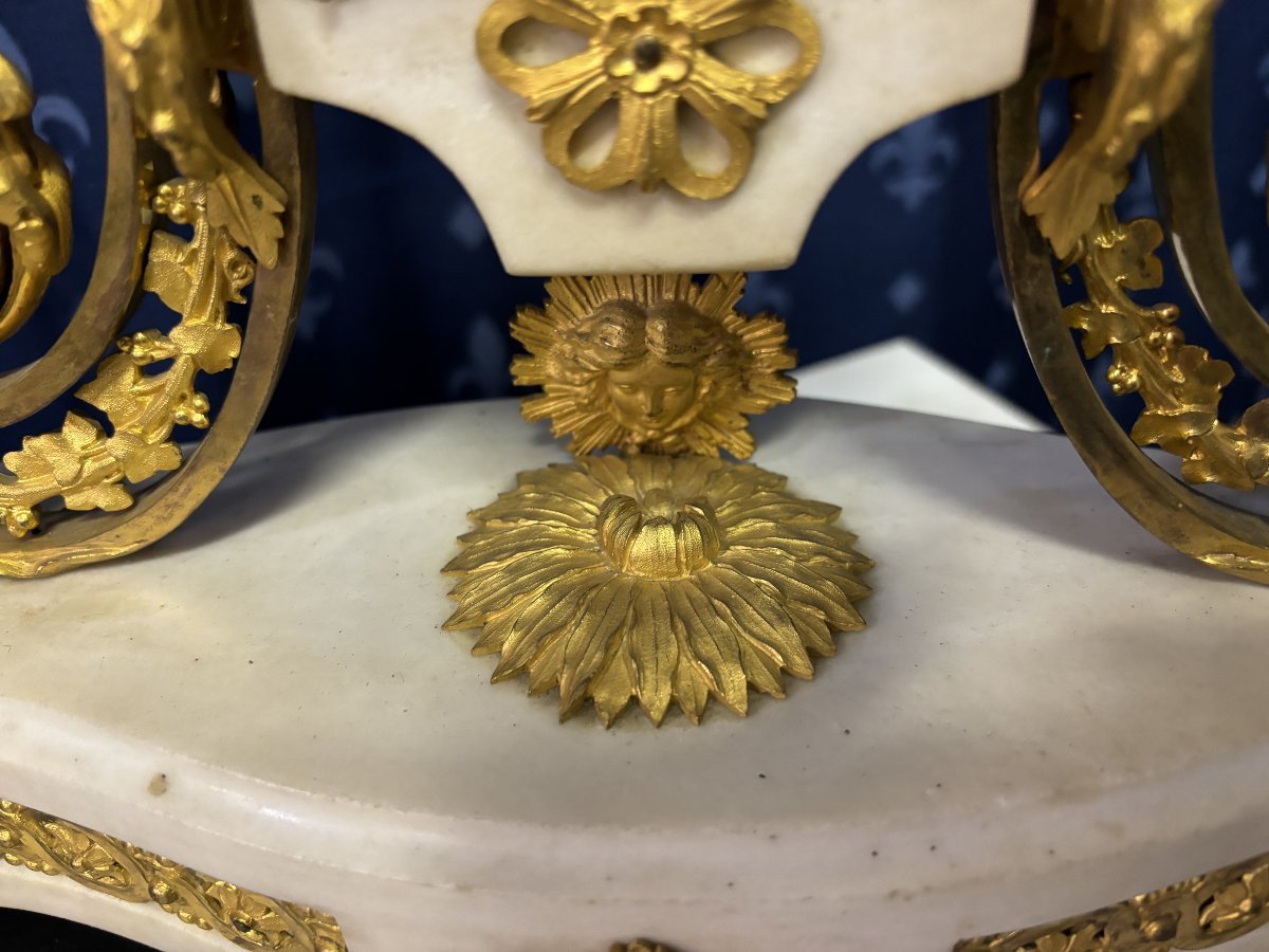 Beautiful Louis XVI Style Clock In Marble And Gilt Bronze, 18th Century.-photo-3