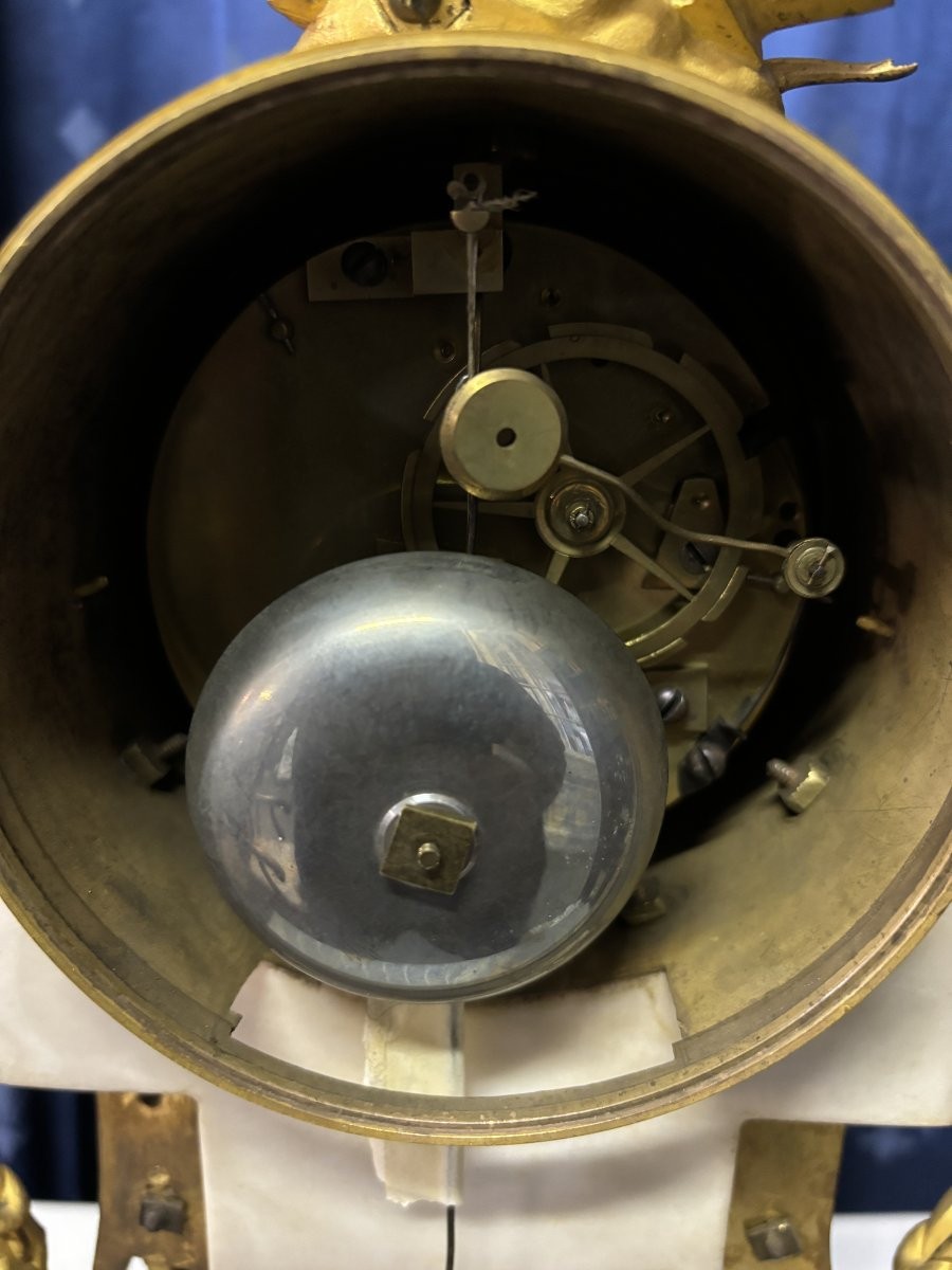 Beautiful Louis XVI Style Clock In Marble And Gilt Bronze, 18th Century.-photo-7