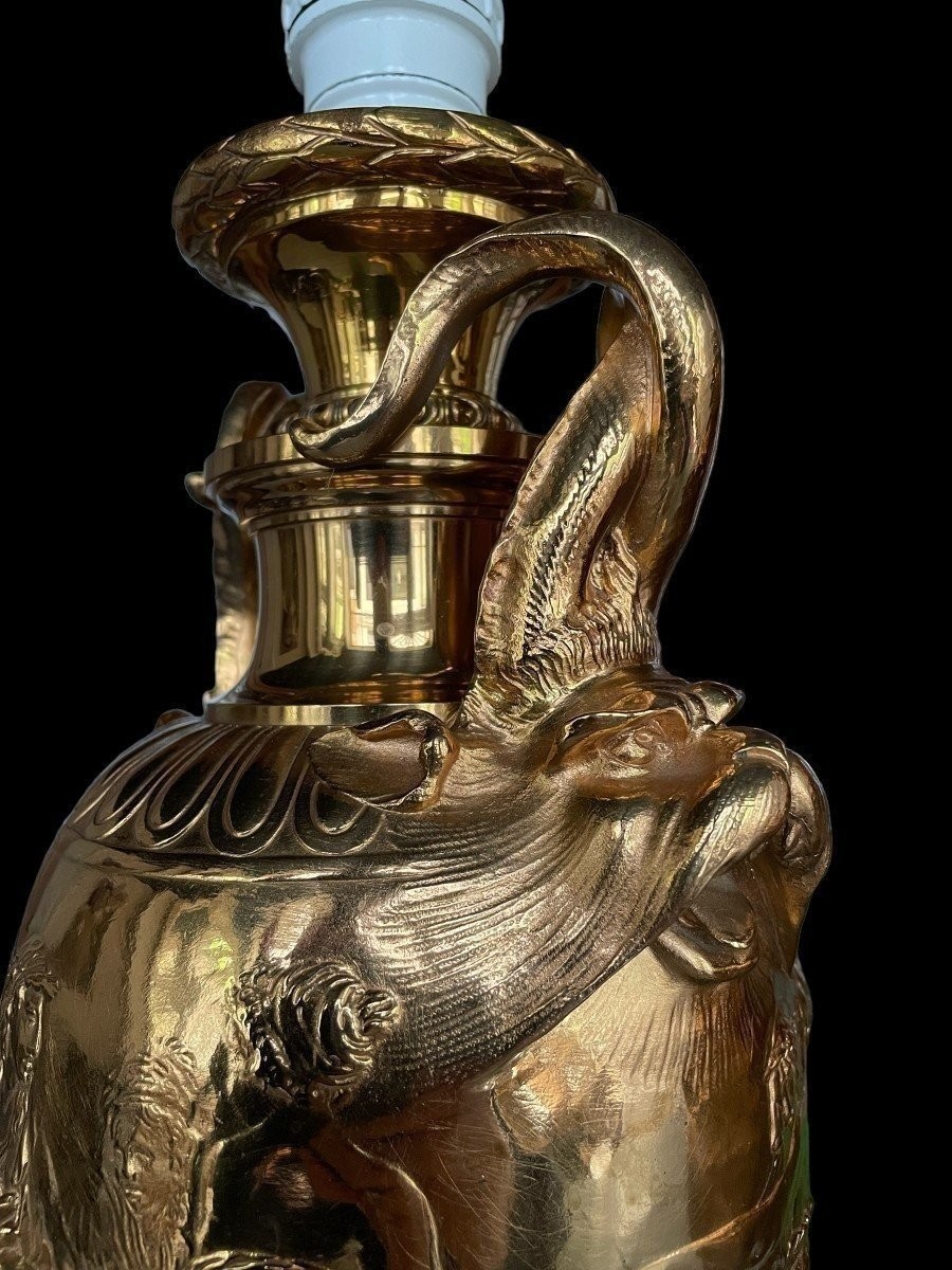 Pair Of Bronze Lamp Bases F. Barbedienne 19th Century.-photo-3