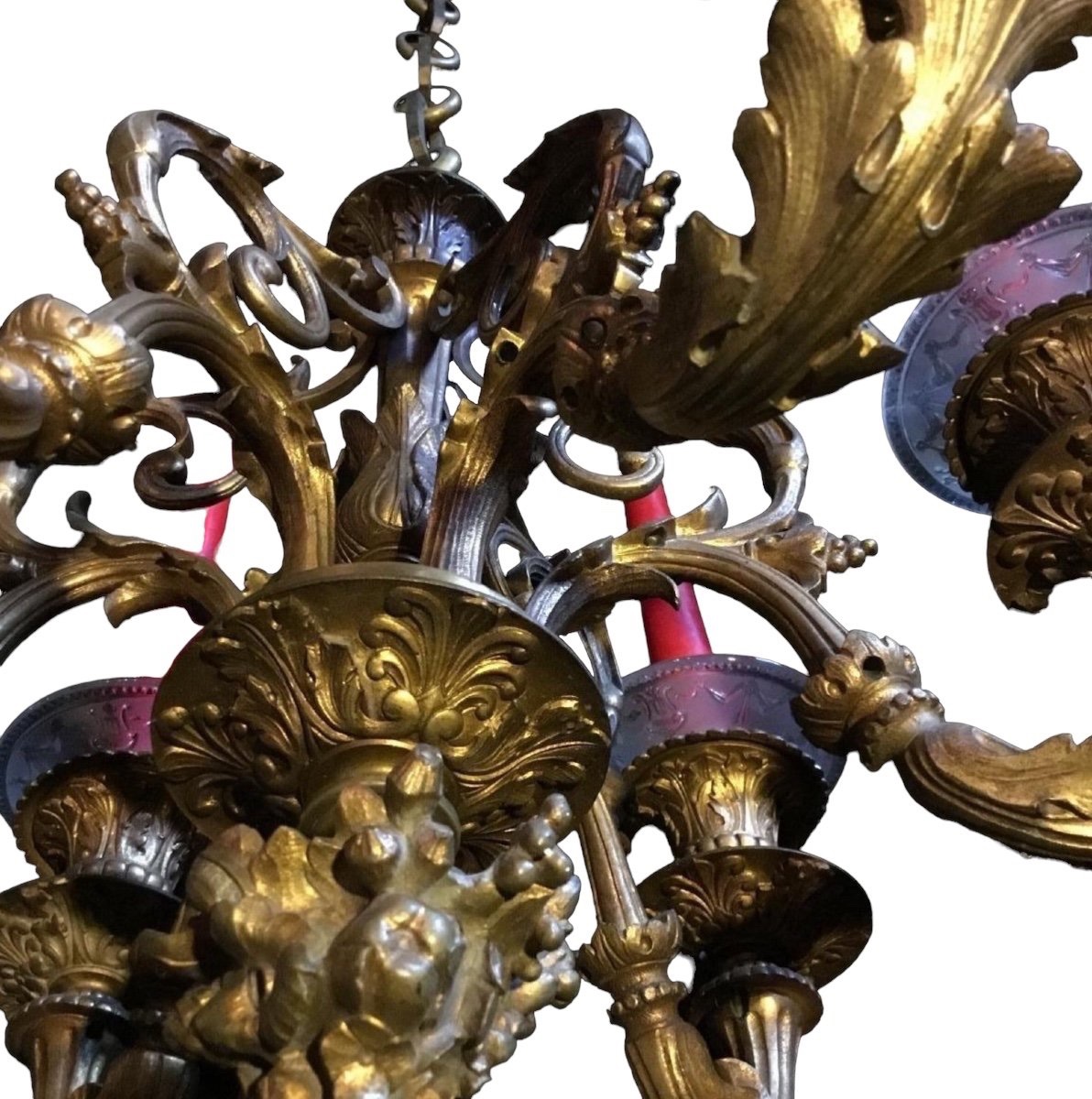 A Very Charming Little Chandelier In Gilded Bronze.-photo-2