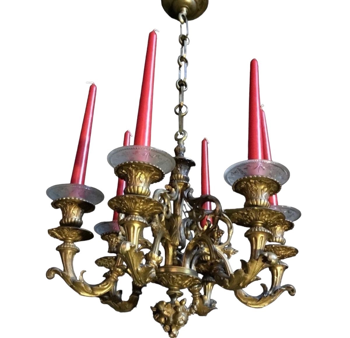 A Very Charming Little Chandelier In Gilded Bronze.-photo-4