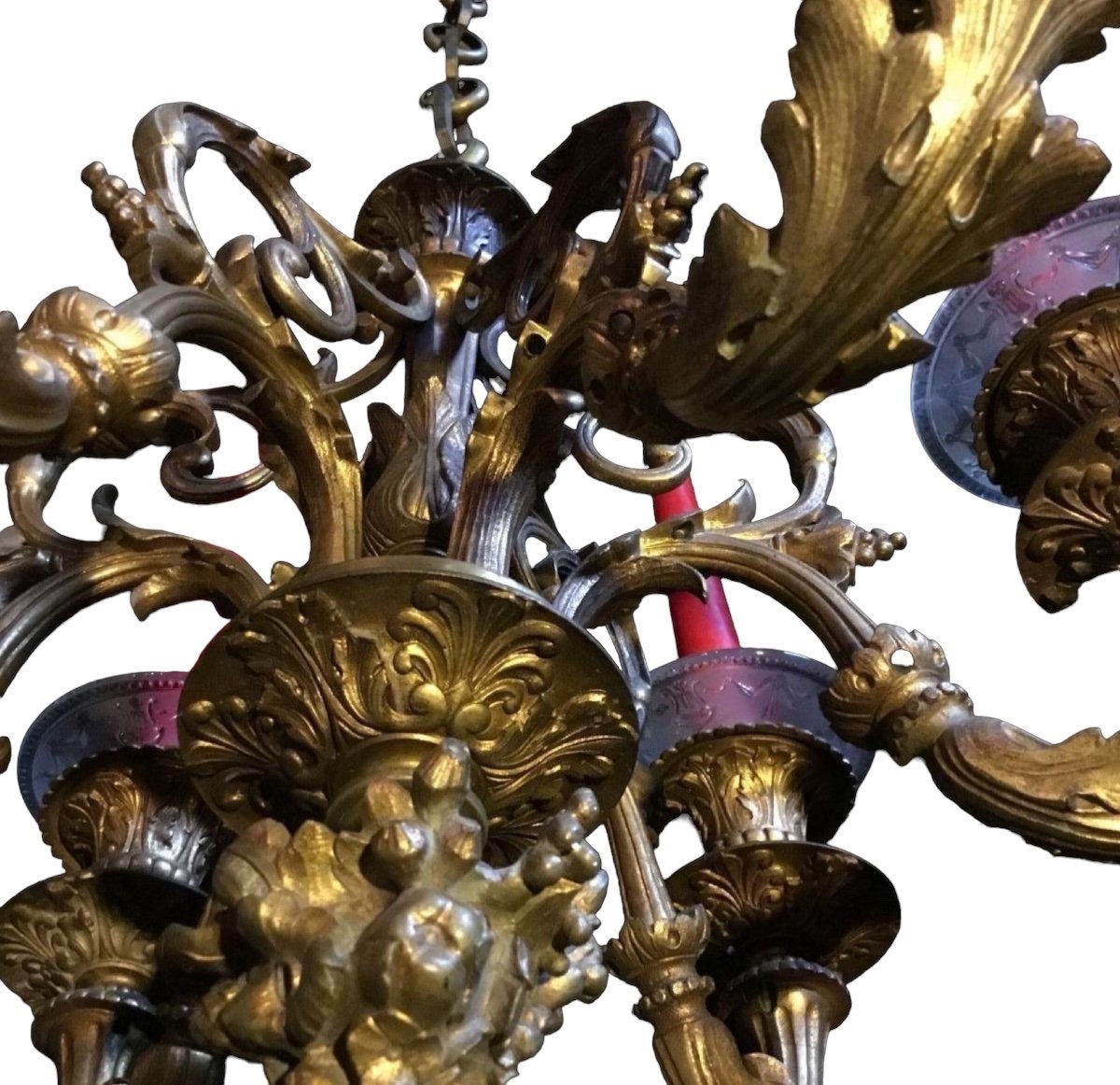 A Very Charming Little Chandelier In Gilded Bronze.-photo-2