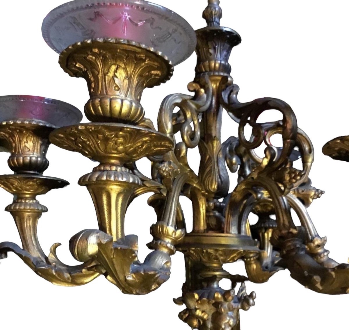 A Very Charming Little Chandelier In Gilded Bronze.-photo-3
