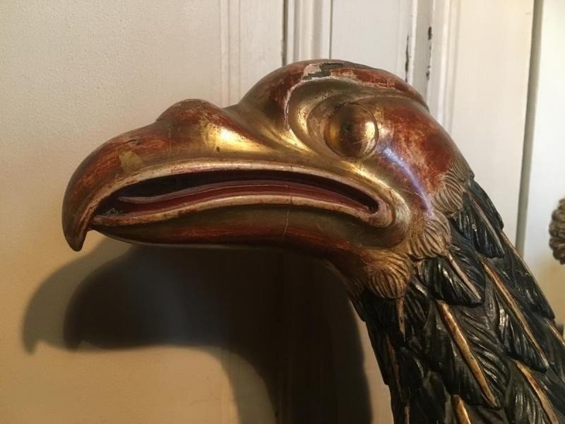 Large Carved And Polychrome Wooden Eagle, 18th Century.-photo-2