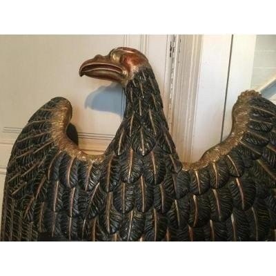 Large Carved And Polychrome Wooden Eagle, 18th Century.-photo-7
