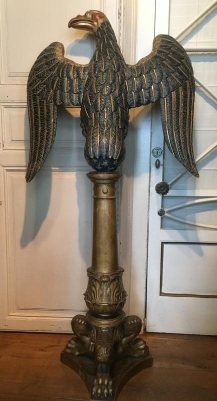 Large Carved And Polychrome Wooden Eagle, 18th Century.-photo-8