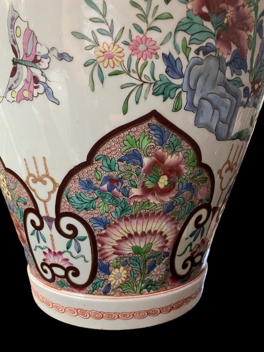 Very Large Famille Rose Style Vase With Lid, Samson, France, 19th Century (95 Cm)-photo-1