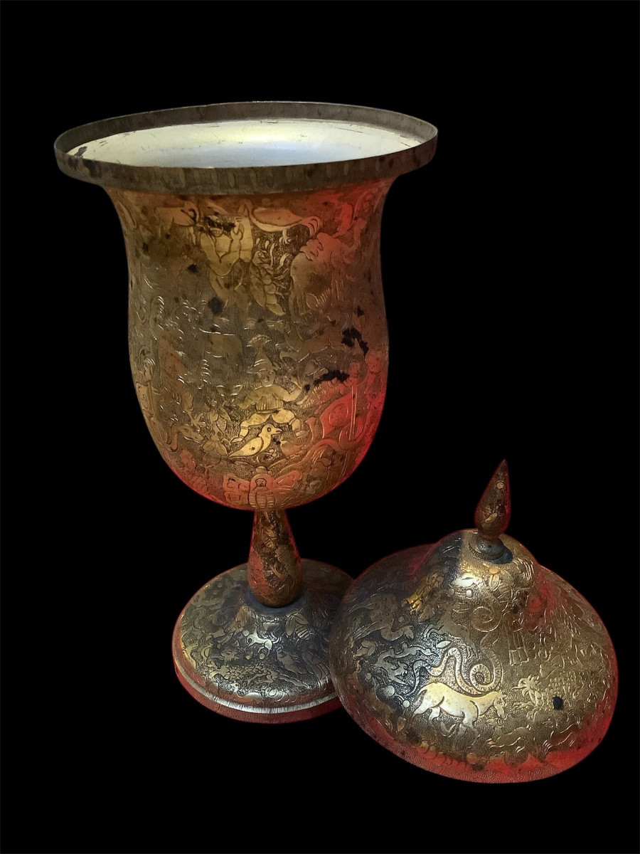 Golden Bowl From Persia, Height: 25 Cm -photo-2