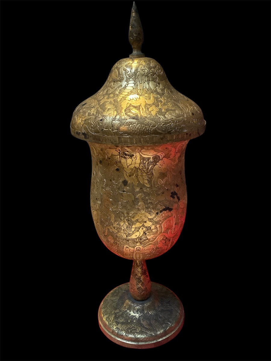 Golden Bowl From Persia, Height: 25 Cm -photo-4