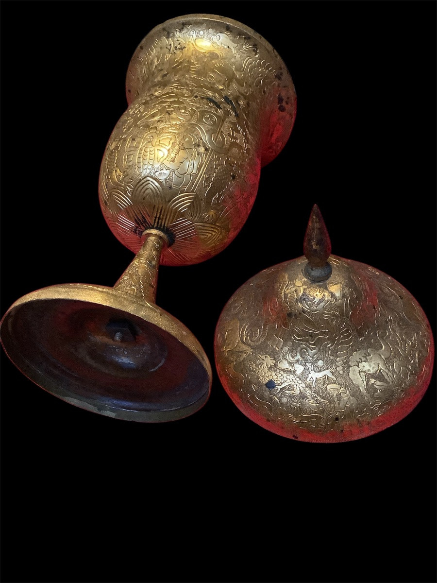 Golden Bowl From Persia, Height: 25 Cm -photo-3