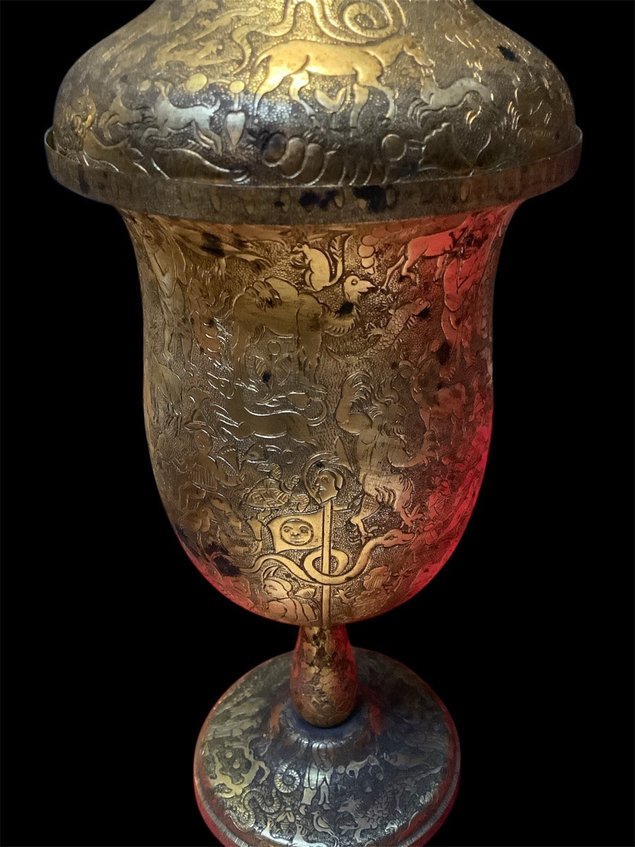 Golden Bowl From Persia, Height: 25 Cm -photo-4