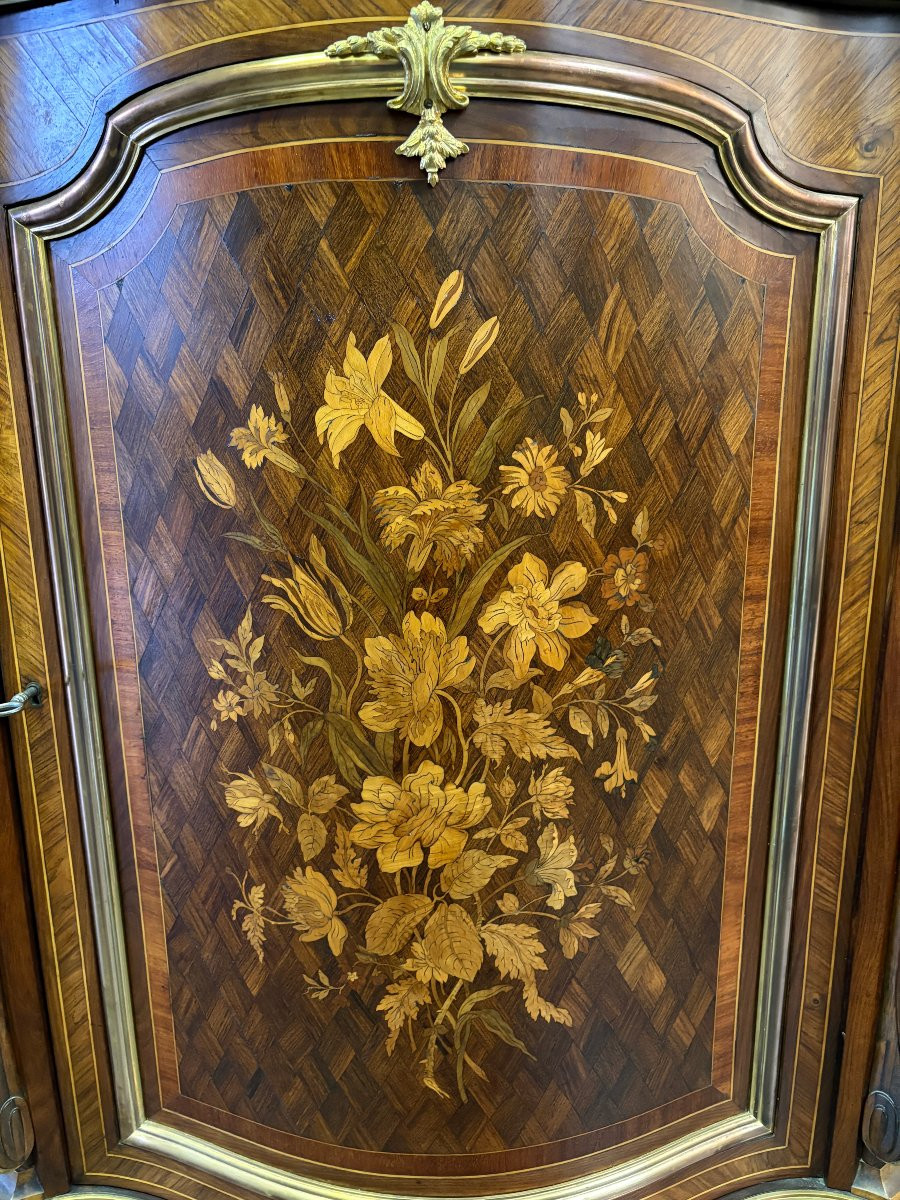 A Louis XV Style Marquetry Console Table, Napoleon III-photo-1