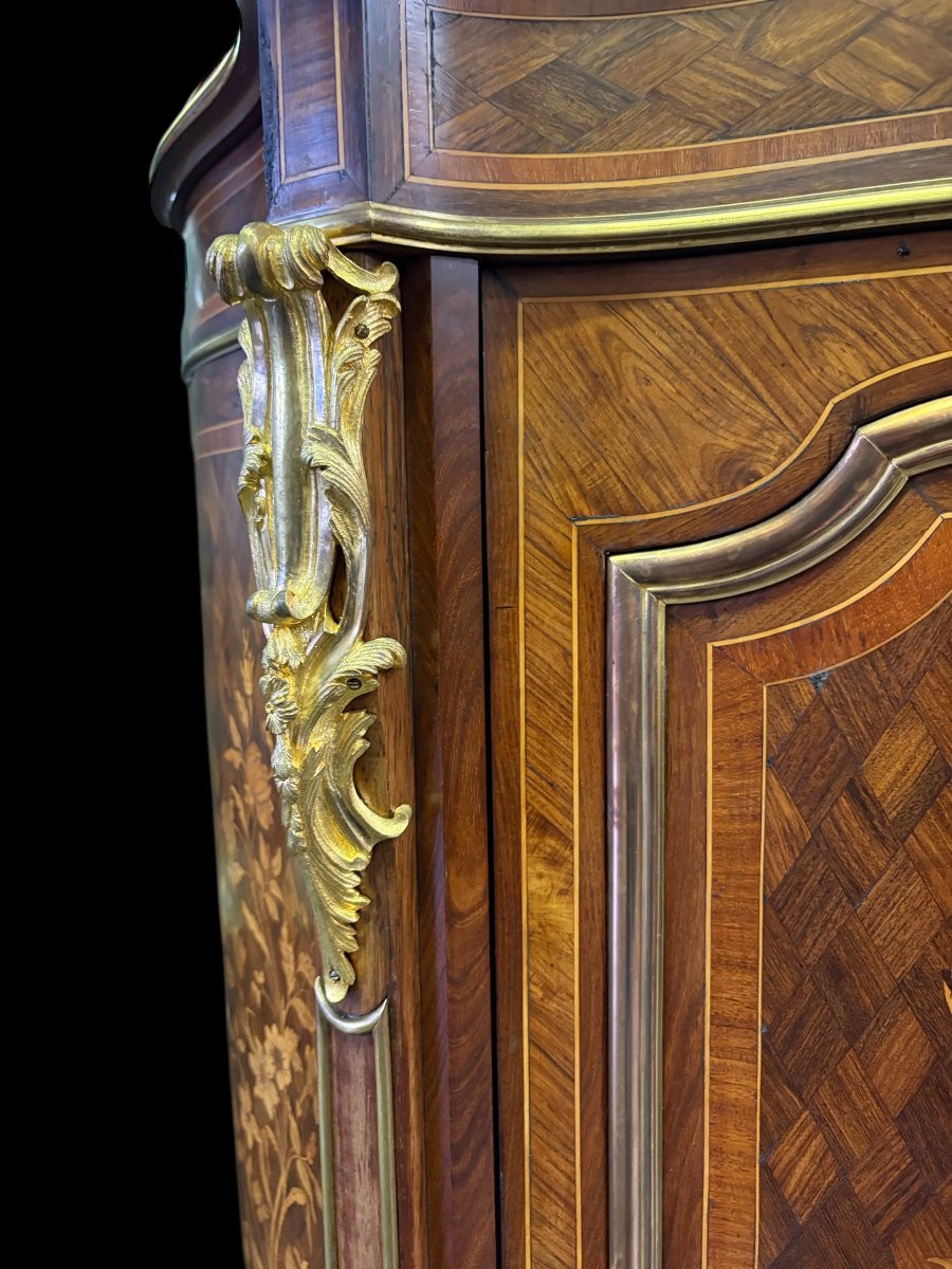A Louis XV Style Marquetry Console Table, Napoleon III-photo-2