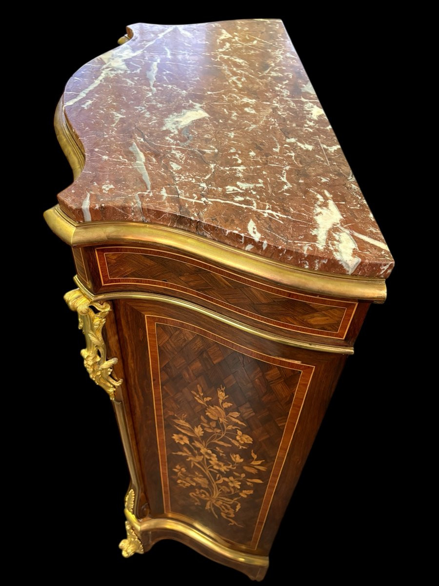 A Louis XV Style Marquetry Console Table, Napoleon III-photo-7