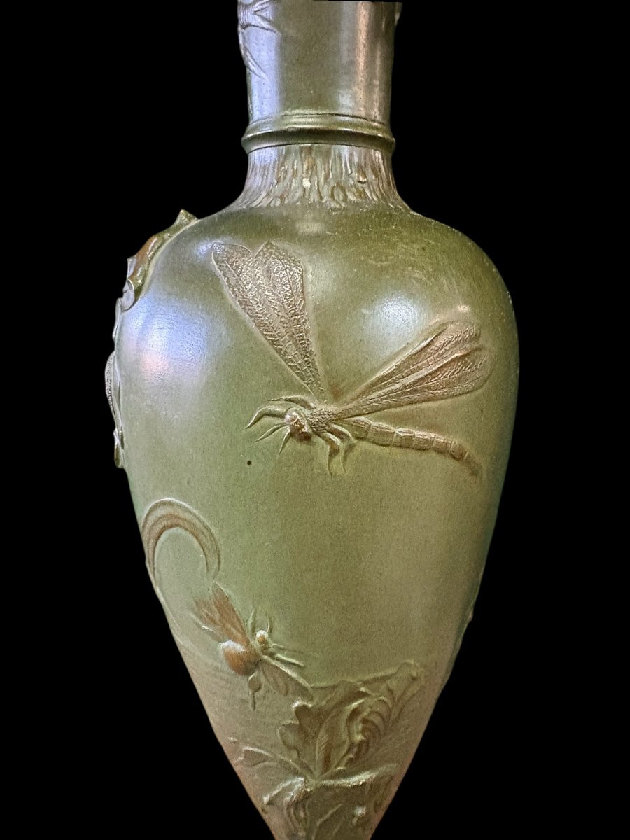 Pair Of Art Nouveau Decorative Bronze Vases, 1890-1900-photo-1