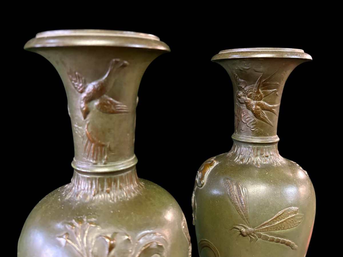 Pair Of Art Nouveau Decorative Bronze Vases, 1890-1900-photo-6