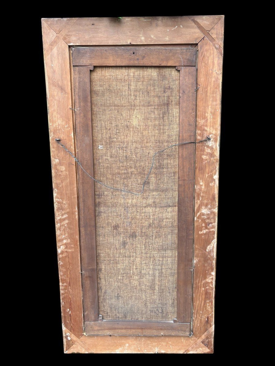 Tableau décoratif « Christophe et le Christ » huile sur toile début 19ème. ( 150 cm )-photo-7