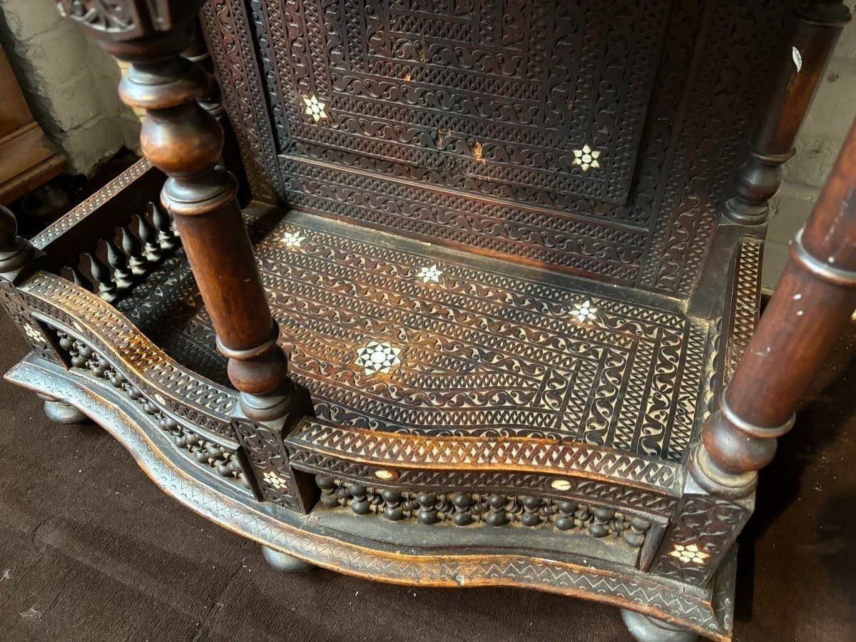 Carved Piece Of Furniture With Ebony And Mother-of-pearl Inlays. Syria, Early 19th Century.-photo-6