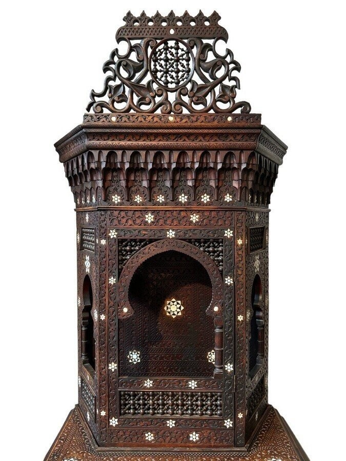 Carved Piece Of Furniture With Ebony And Mother-of-pearl Inlays. Syria, Early 19th Century.-photo-7