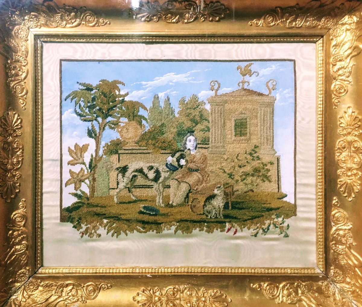 Broderie de fils de soie 19e siècle -photo-2