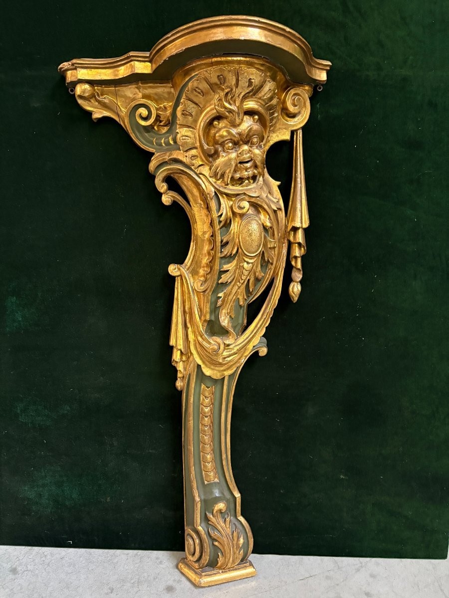 Paire d'élégantes consoles murales italiennes du XVIIIe siècle.-photo-2