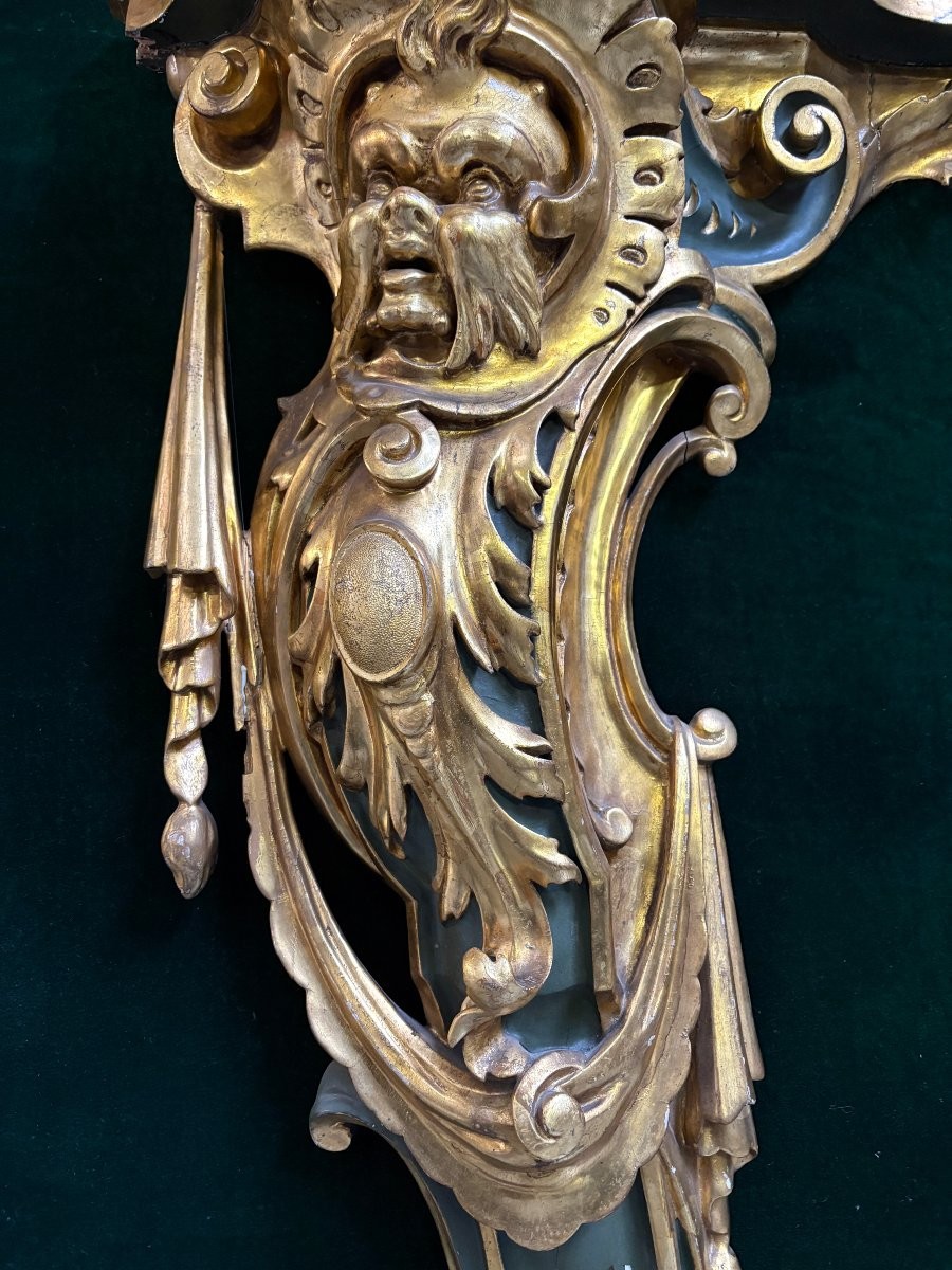 Paire d'élégantes consoles murales italiennes du XVIIIe siècle.-photo-4