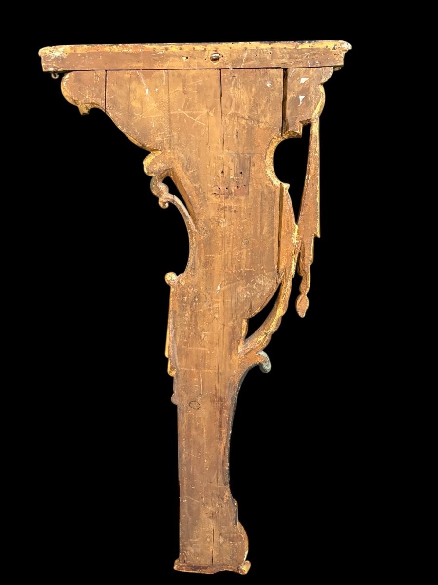 Paire d'élégantes consoles murales italiennes du XVIIIe siècle.-photo-7