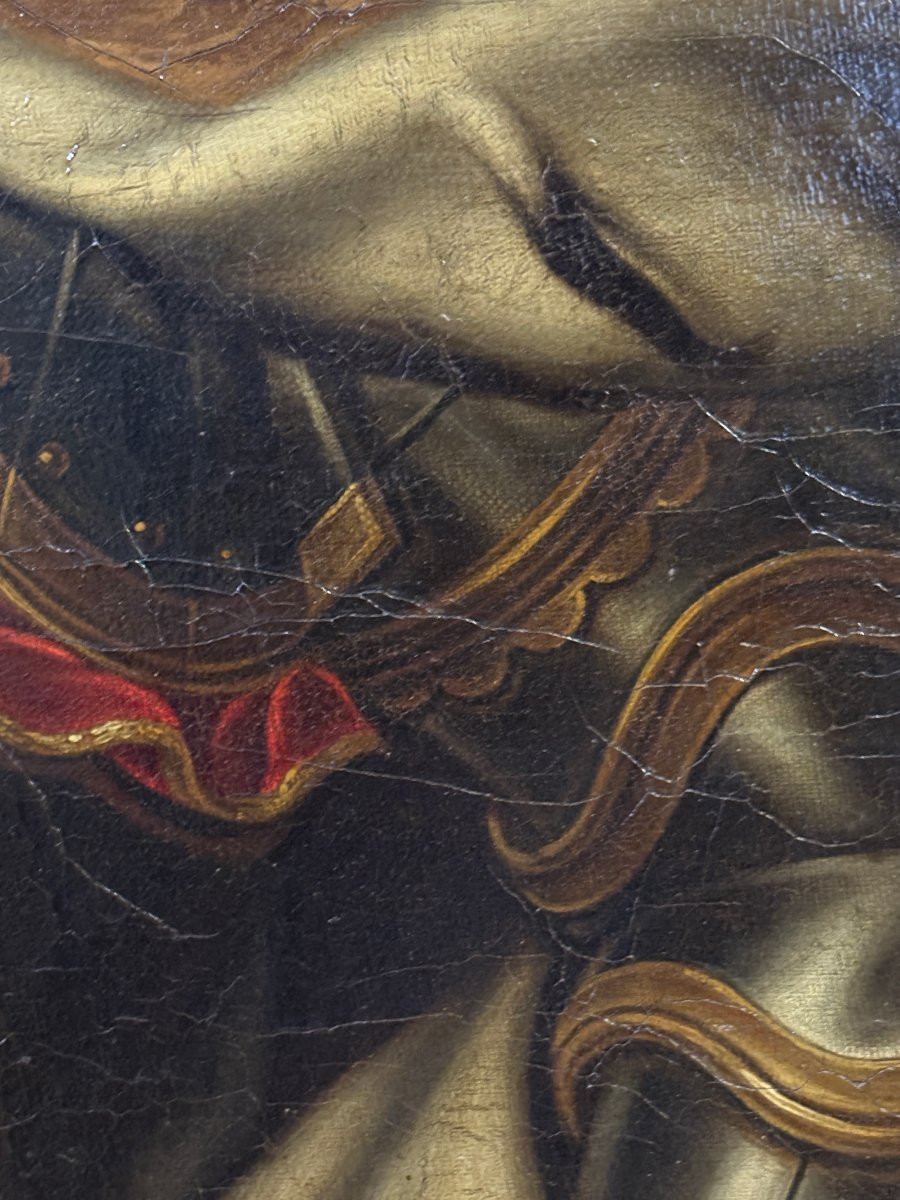 Large Portrait Of Emperor Francis I Stephen, Oil On Canvas, 18th Century.-photo-3