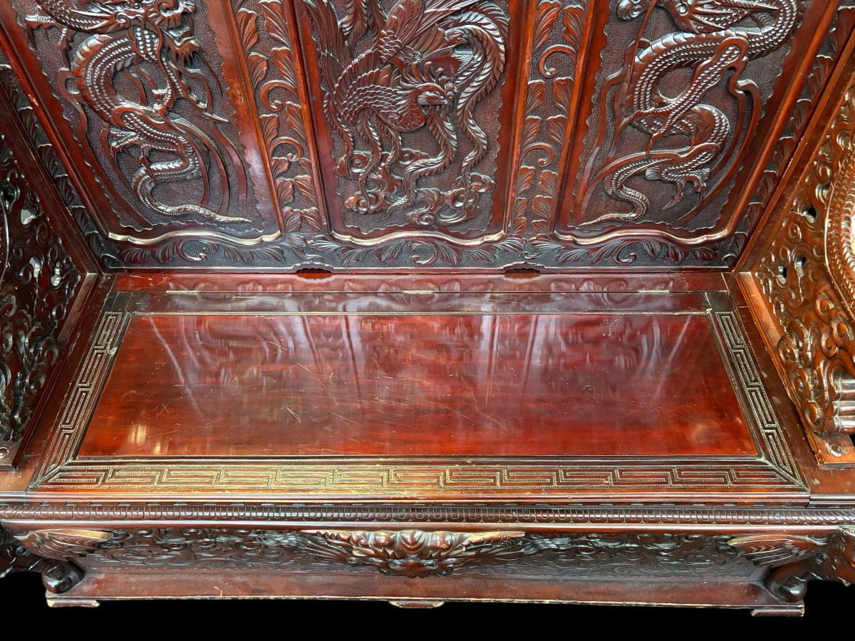 Grand banc d'entrée chinois décoratif, 1920-photo-4