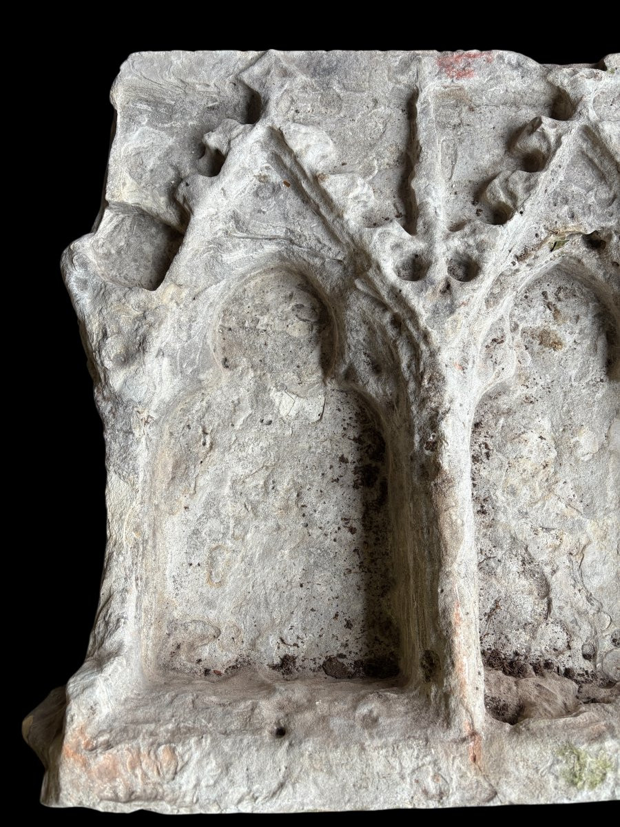 Grande niche gothique en pierre blanche française, vers 1500-photo-4