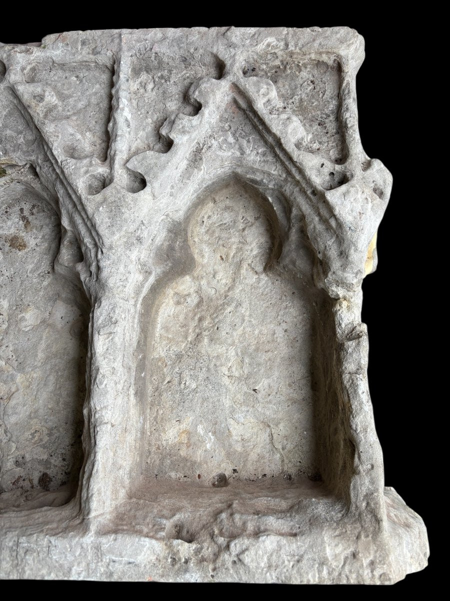 Grande niche gothique en pierre blanche française, vers 1500-photo-6