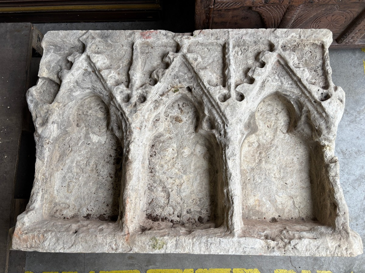 Grande niche gothique en pierre blanche française, vers 1500-photo-8