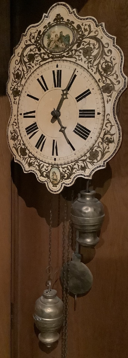 Horloge mural ,bois peint forêt noire 19e siècle -photo-4