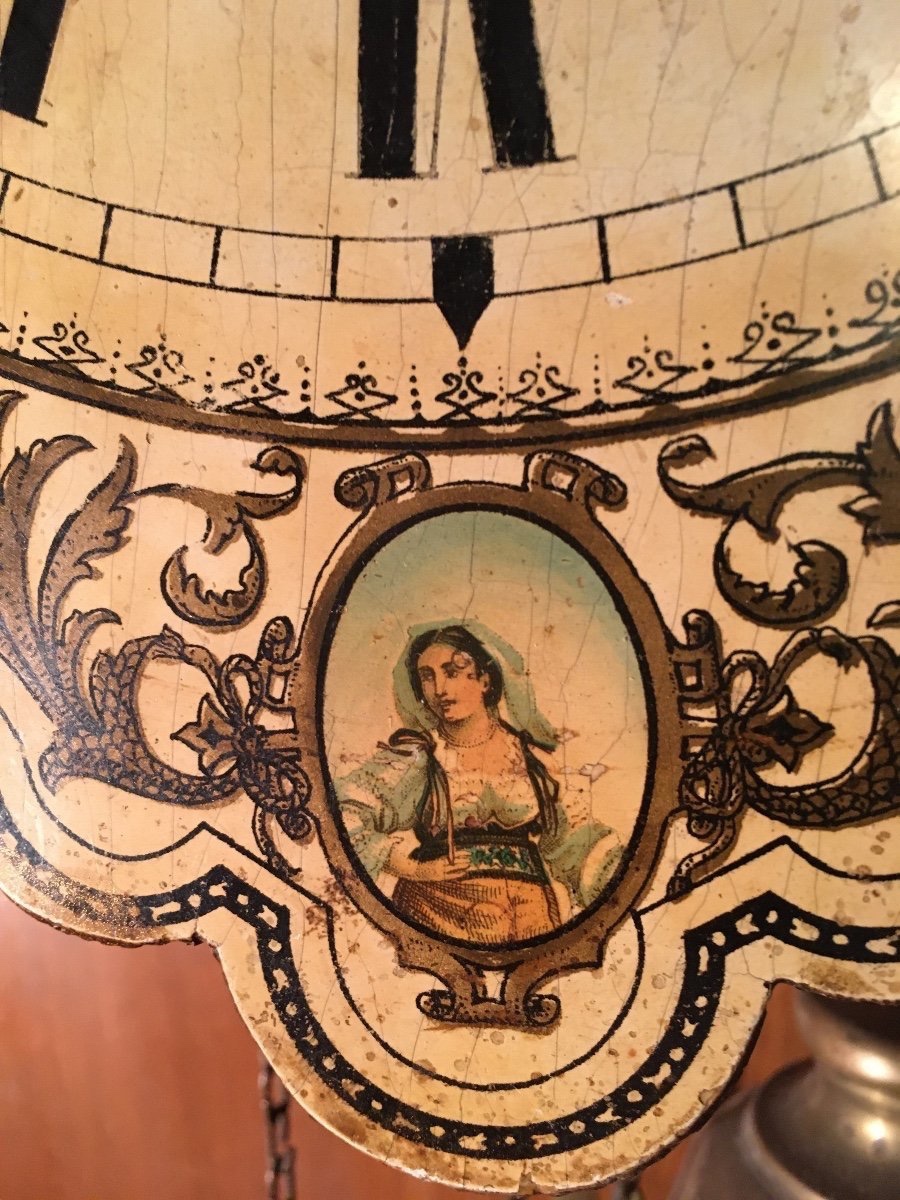 Horloge mural ,bois peint forêt noire 19e siècle -photo-5