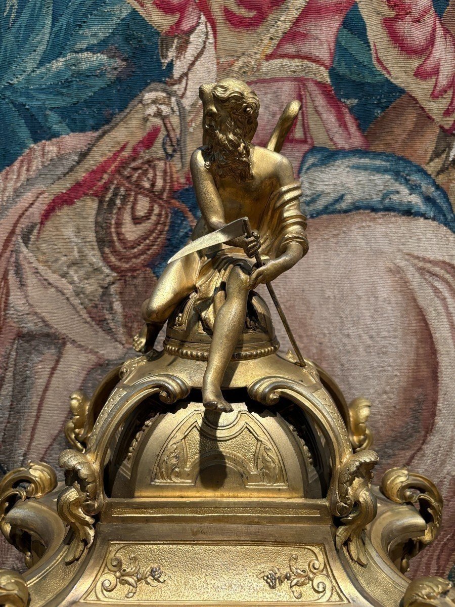 Grande Pendule En Bronze Doré Et Verre Taillé Du 19ème ( 80 Cm ).-photo-1