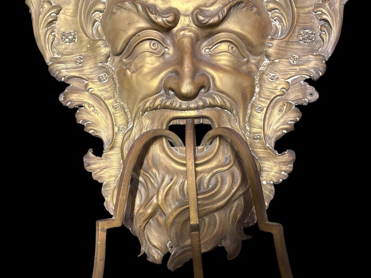 Grande applique murale « Bacchus » en cuivre et laiton du XVIIIe siècle.-photo-4