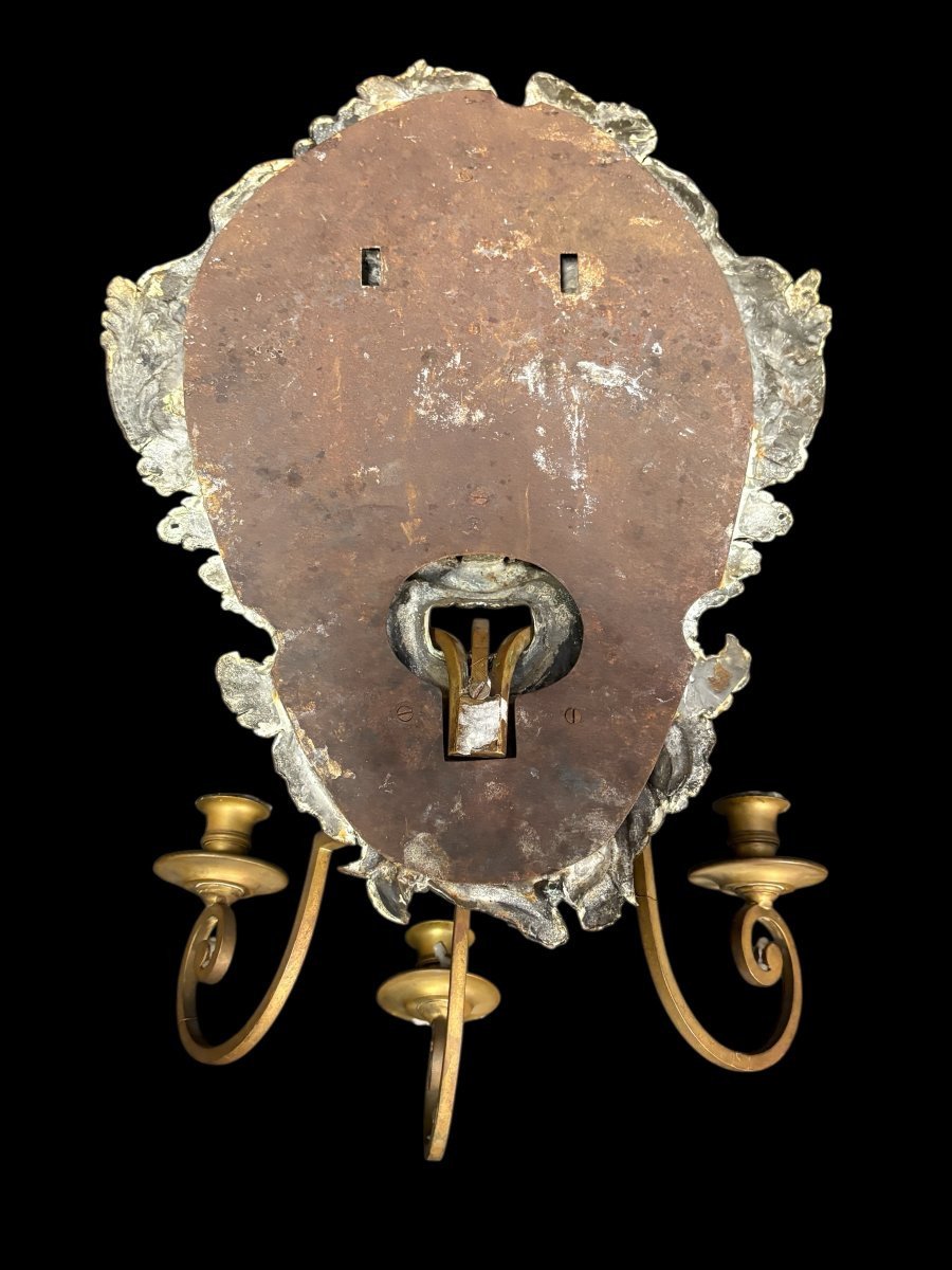 Grande applique murale « Bacchus » en cuivre et laiton du XVIIIe siècle.-photo-5