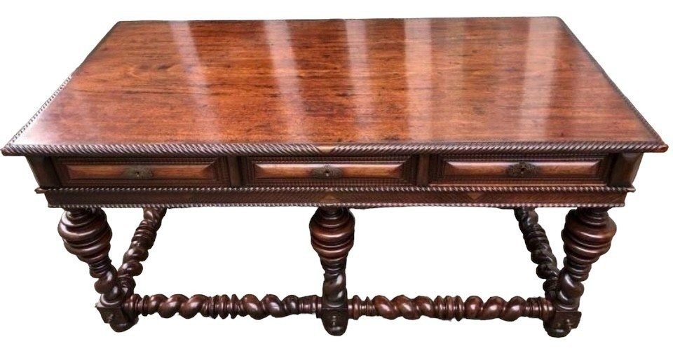 Large Portuguese Central Table With 6 Legs, Early 18th Century.-photo-3