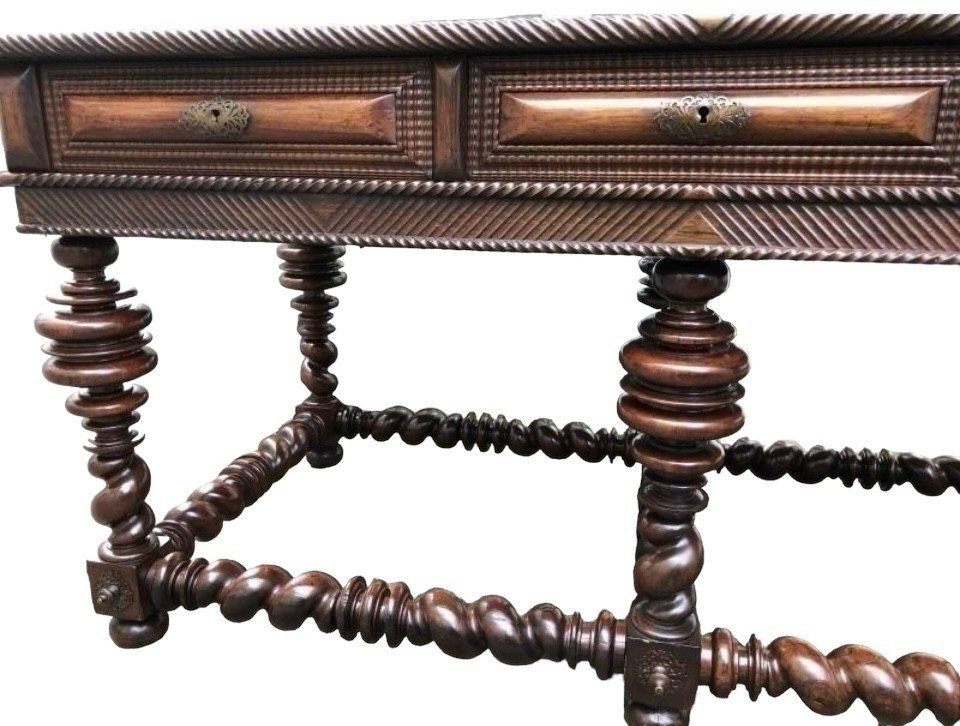 Large Portuguese Central Table With 6 Legs, Early 18th Century.-photo-3