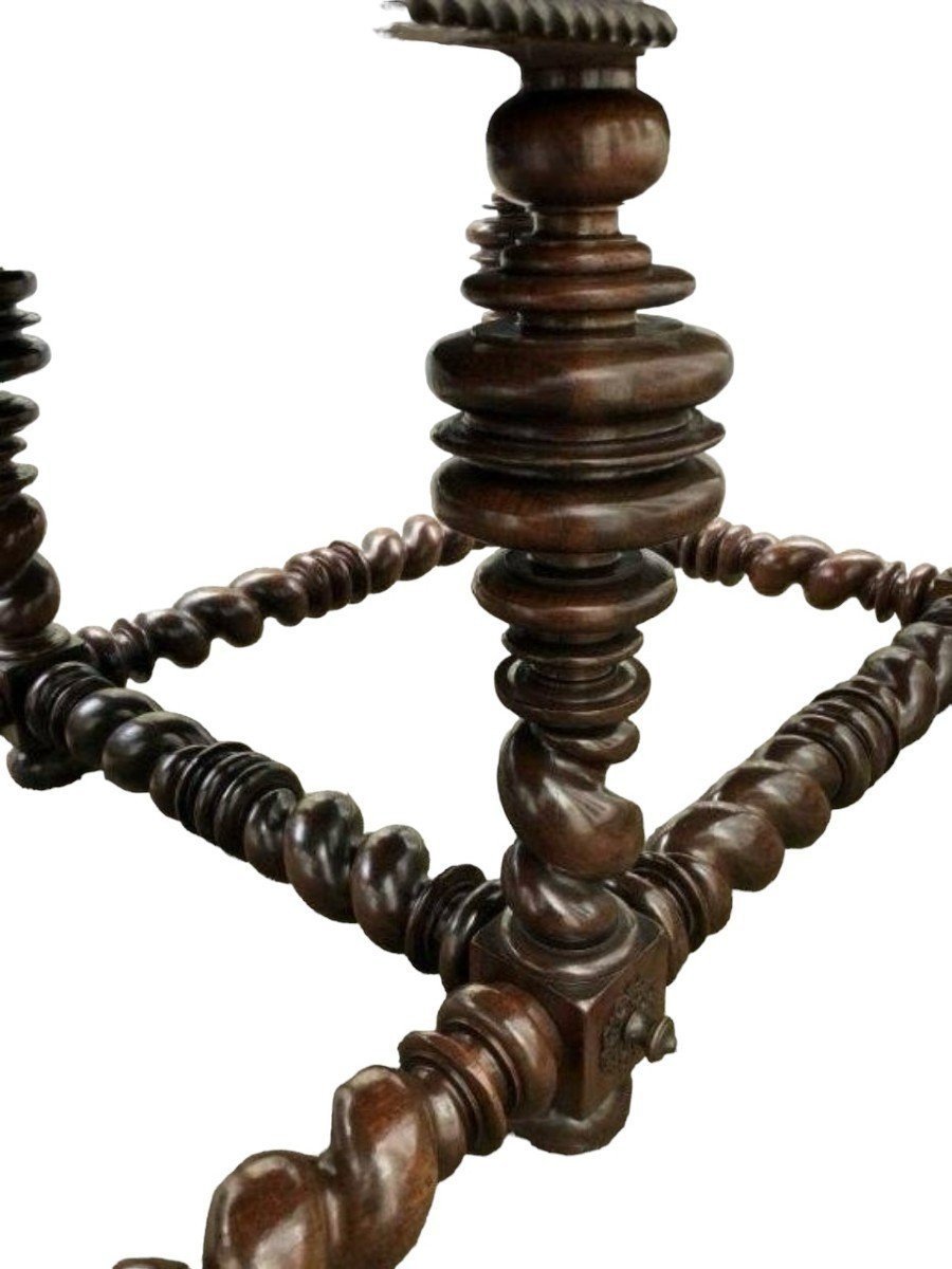 Large Portuguese Central Table With 6 Legs, Early 18th Century.-photo-4