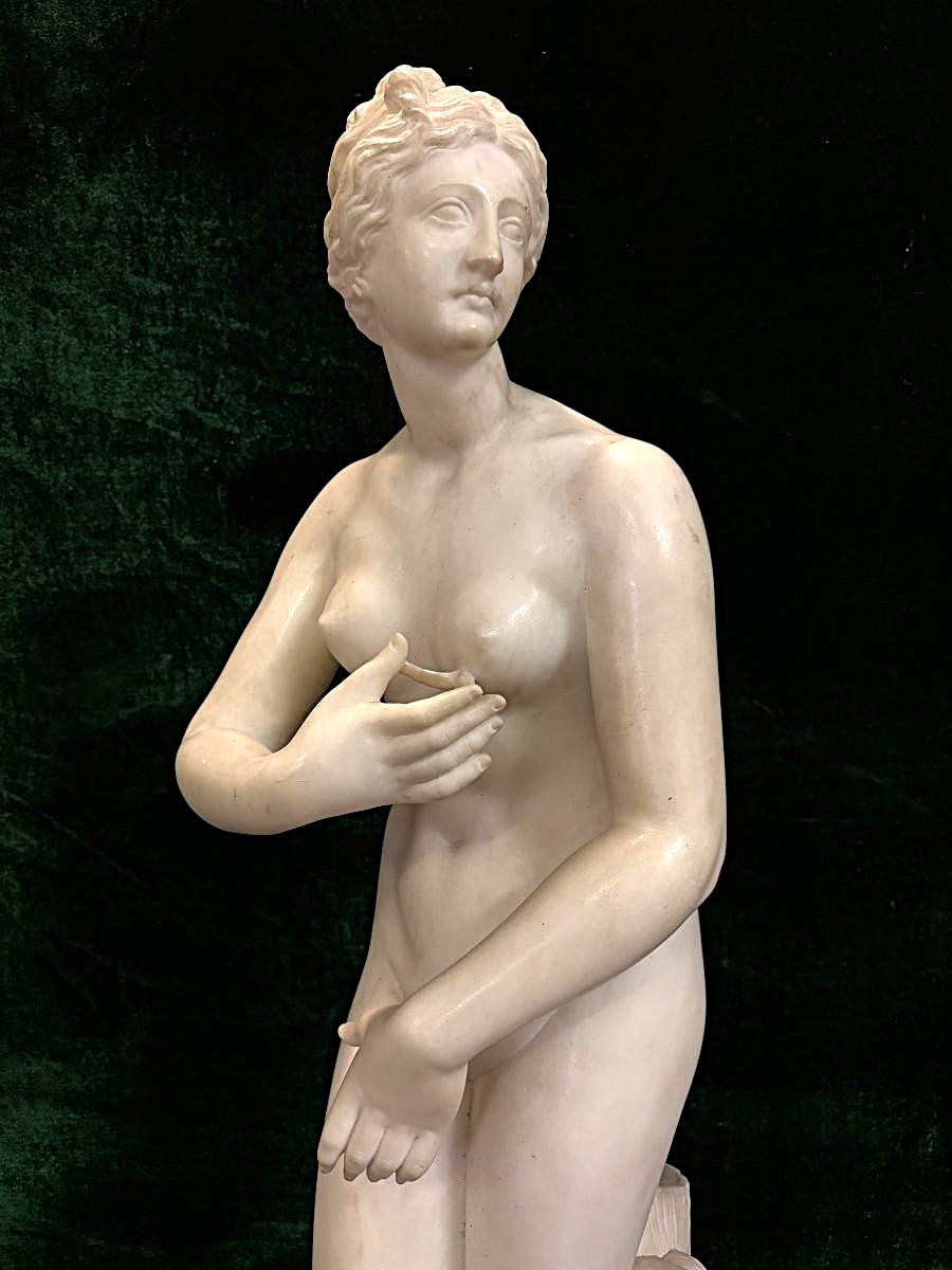 Jolie sculpture " Vénus " en albâtre 19ème. ( 79 cm )-photo-3