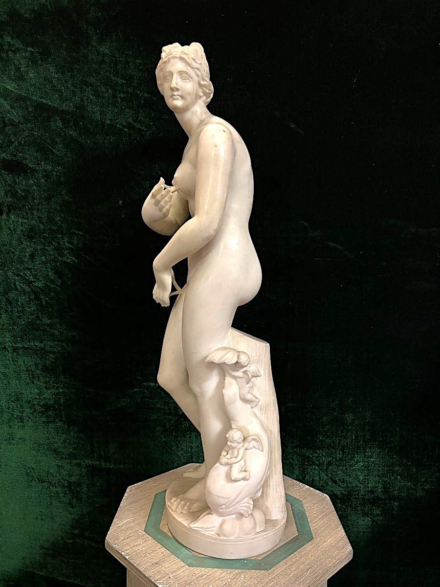 Jolie sculpture " Vénus " en albâtre 19ème. ( 79 cm )-photo-1
