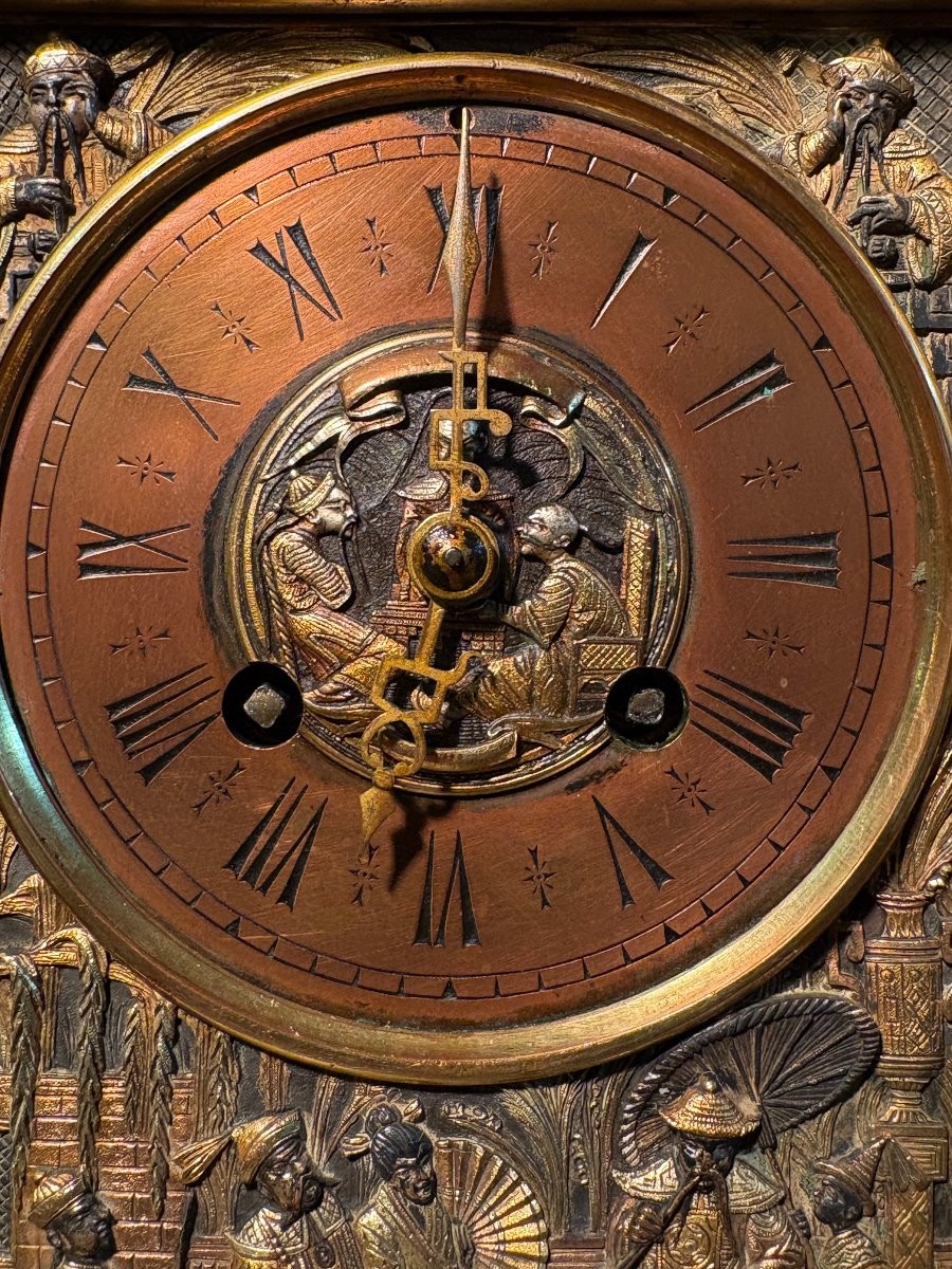 19th Century Japanese Style Bronze "pagoda" Fireplace Set.-photo-4