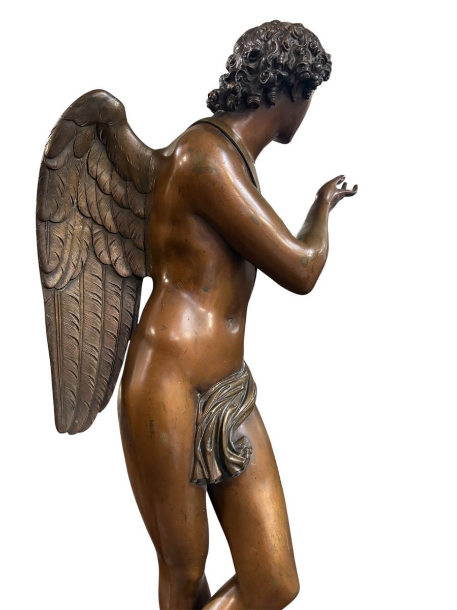 Large 19th-century Bronze Sculpture Of An "angel With A Lyre" (76 Cm).-photo-2