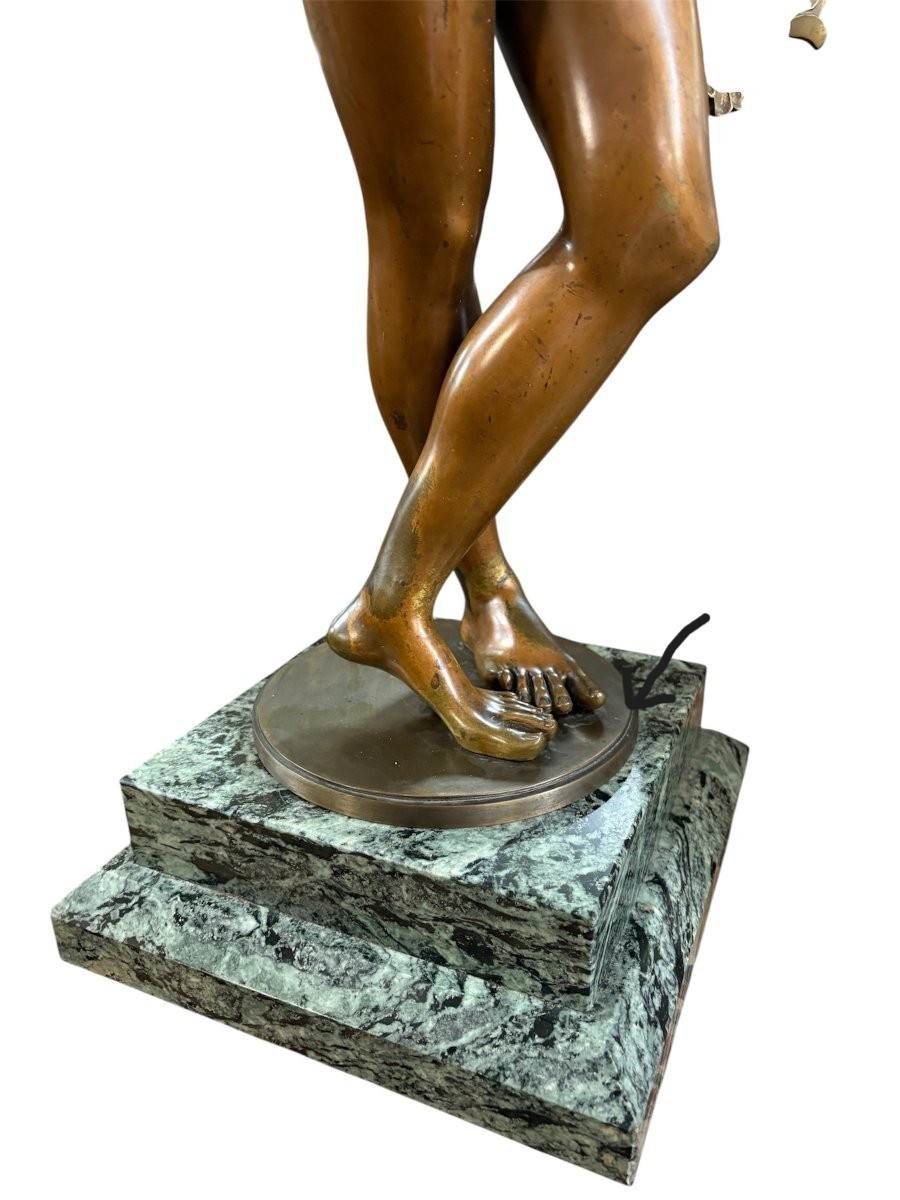 Large 19th-century Bronze Sculpture Of An "angel With A Lyre" (76 Cm).-photo-6