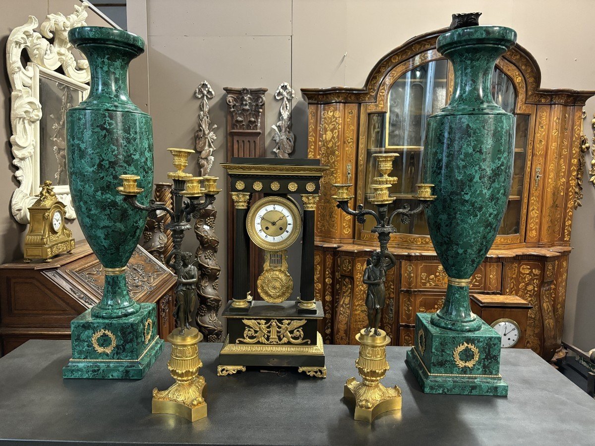 Paire d'élégants Candélabres En Bronze De Style Empire 19ème.-photo-2