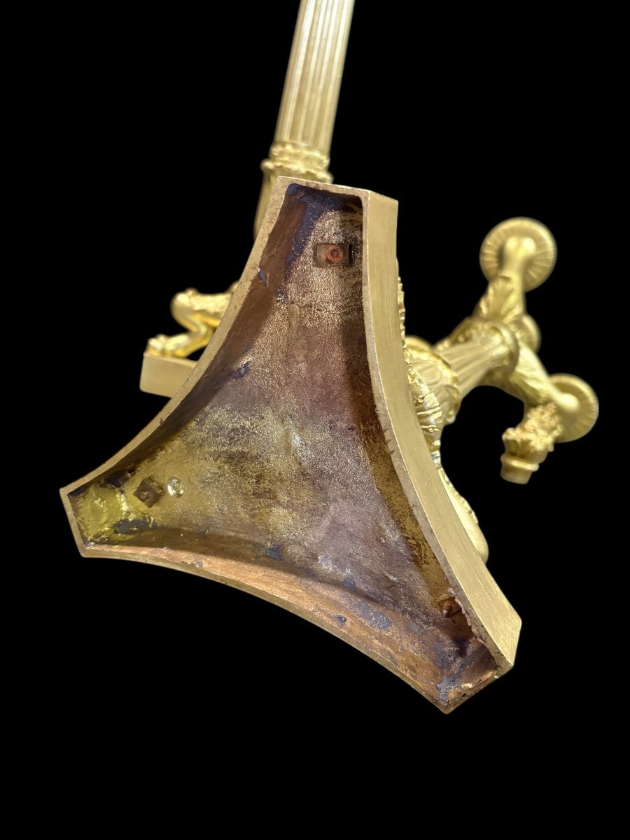 Pair Of Large Bronze Candelabra (71 Cm) In Empire Style, 19th Century.-photo-7